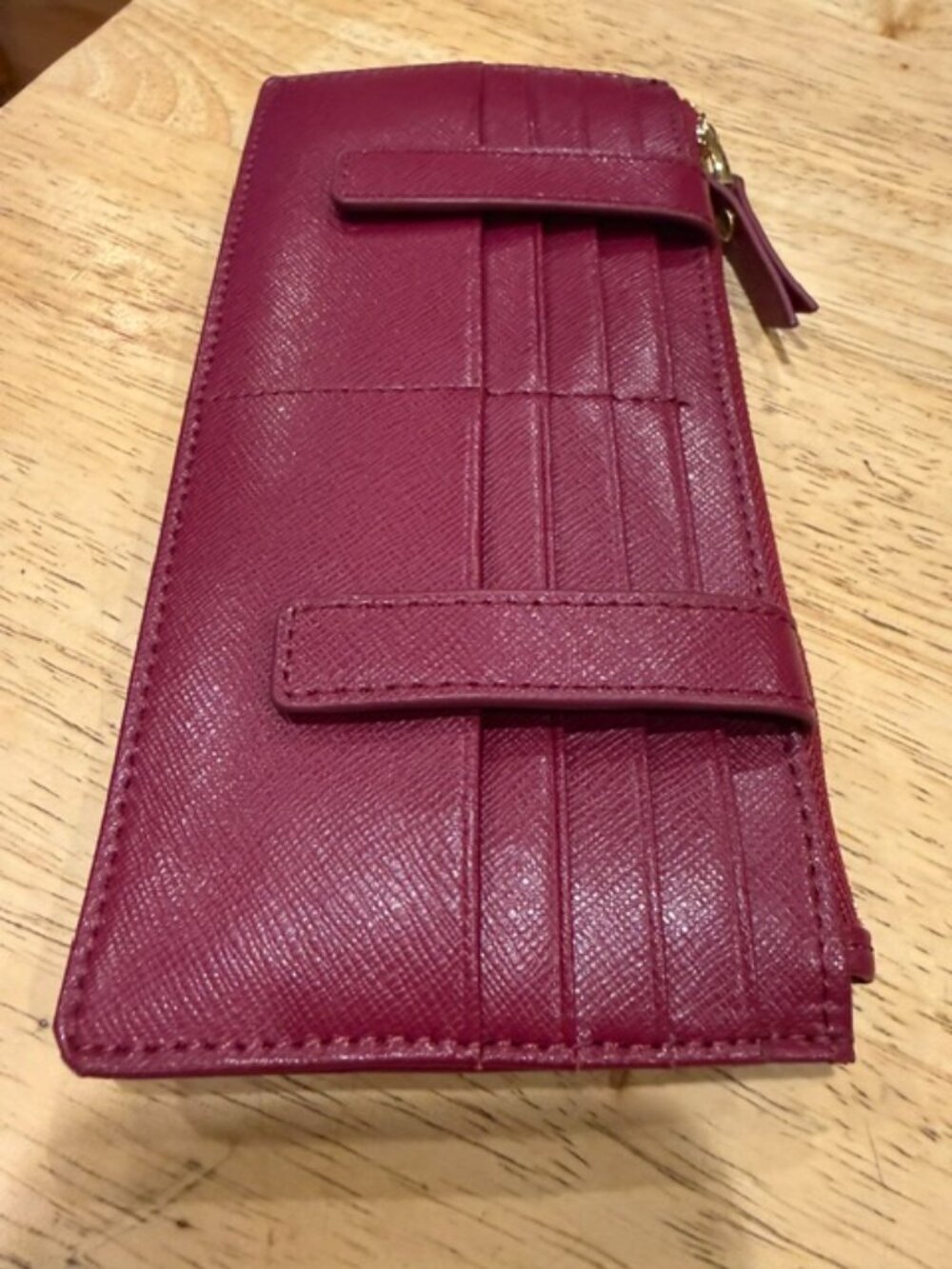 Vintage Neiman Marcus Raspberry Leather Wallet Organizer Long Checkbook NWOT
